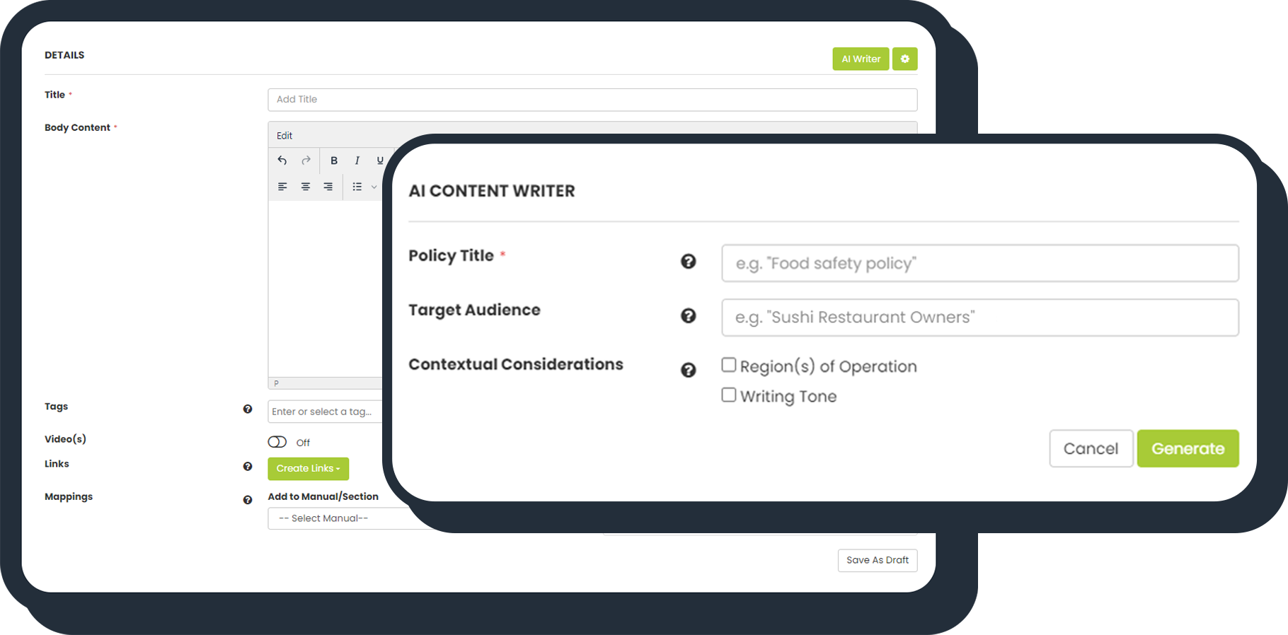 AI Writer Popup