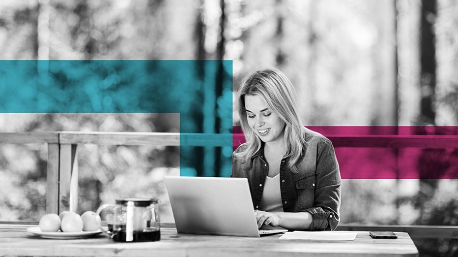 Woman working on laptop