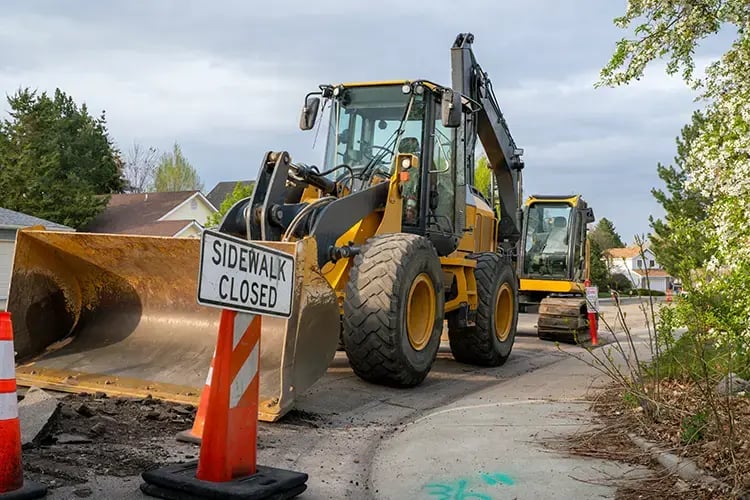Sidewalk closed, roadwork