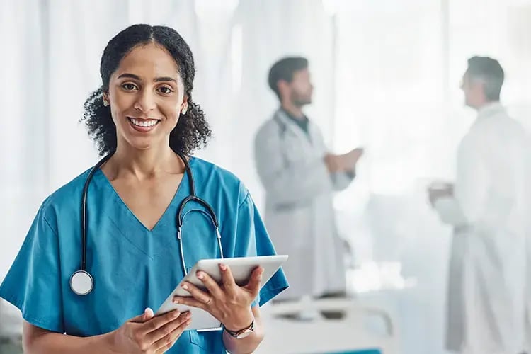 Nurse holding ipad