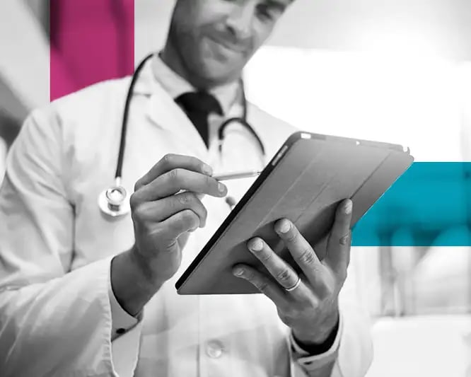 Doctor looking at ipad