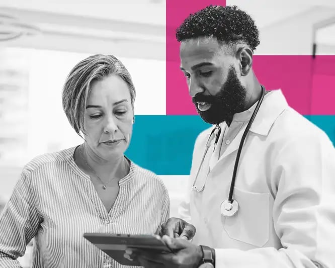 Doctor reviewing ipad with nurse